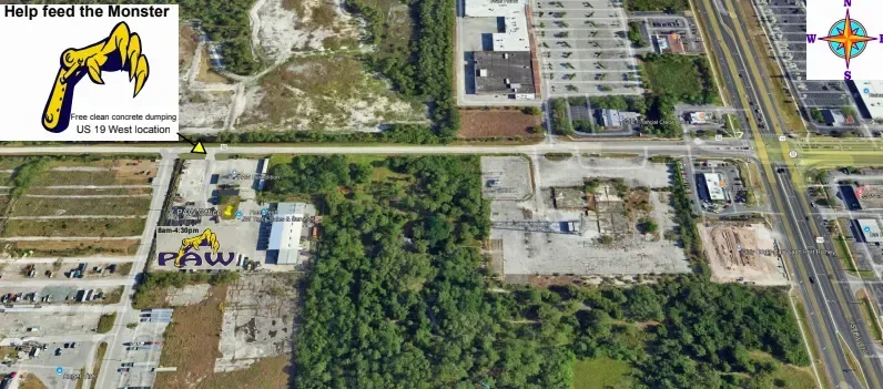 Aerial view of the PAW Materials Crossroads yard and SR-52 office in Land O' Lakes